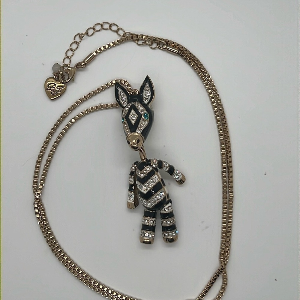 Betsy Johnson, critter statements, zebra necklace